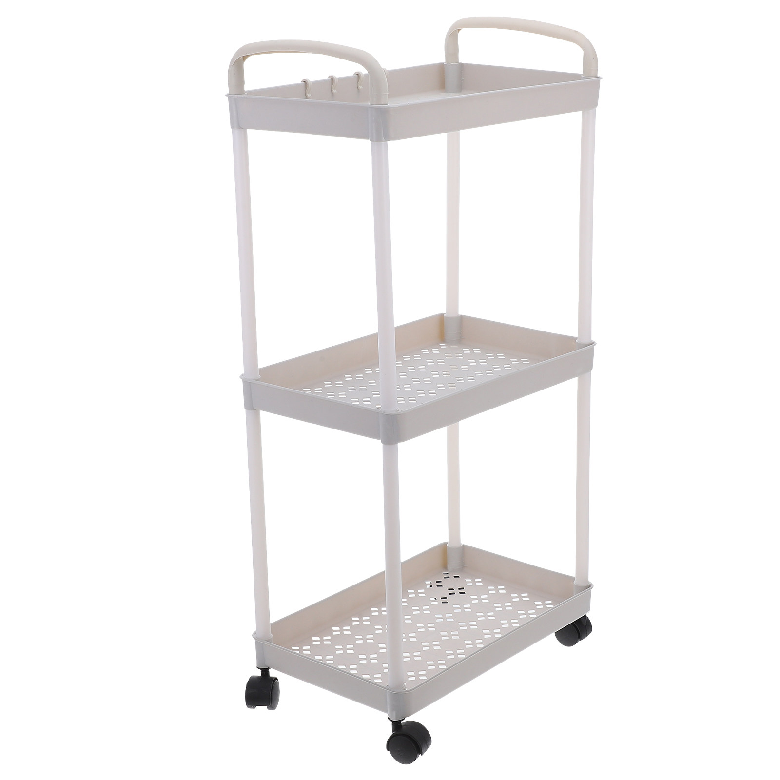 Baby Nursery Cart - 3-laags rollende keukenkar, witte opbergkar voor