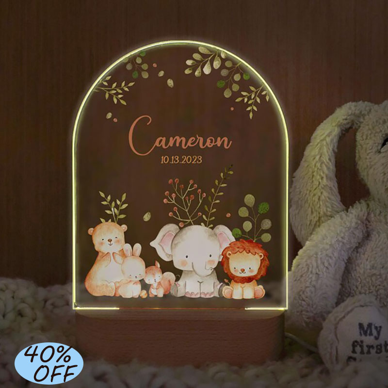 Baby Nursery Night Light - Aangepaste naam baby nachtlampje gepersonaliseerde cartoon
