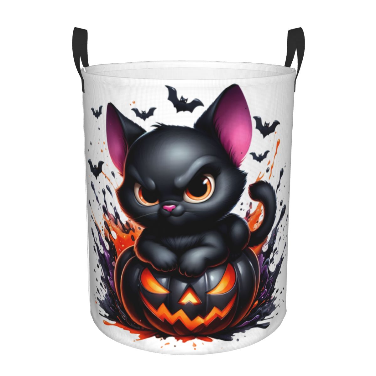 Baby Nursery Hamper - Halloween Zwarte Kat Pompoenen Wasmand Opvouwbare