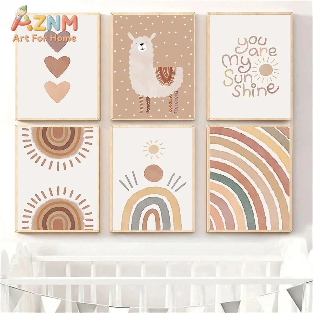 Baby Nursery You Are My Sunshine - AZNM Boho Neutrale Babykamer Canvas Wandkunst