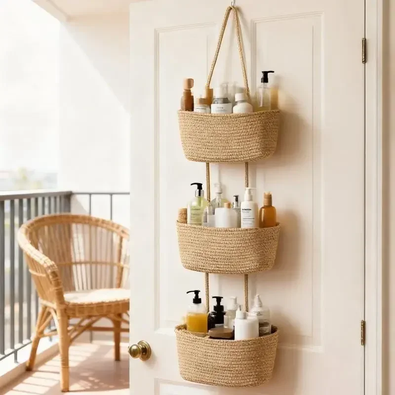Baby Nursery Hooks - 3-laags geweven katoenen hangende opbergmand voor