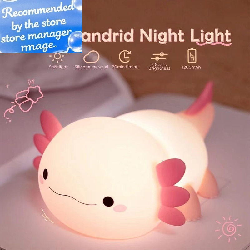 Baby Nursery Night Light - Schattig Axolotl-nachtlampje Siliconen slaaplamp voor de