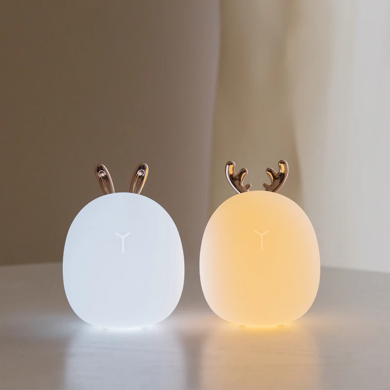 Baby Nursery Night Light - Led Carton Hert Konijn Siliconen Nachtlampje