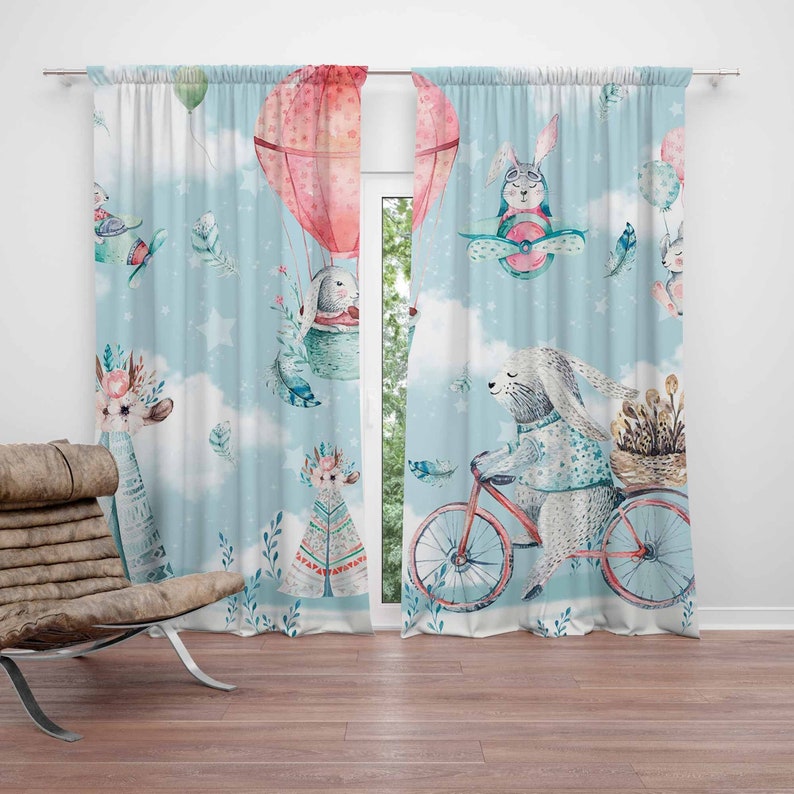 Baby Nursery Youtube - Little Bunny Kinderkamer Gordijn Kinderslaapkamer Black