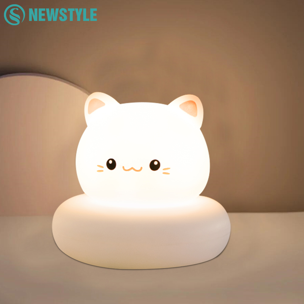 Baby Nursery Night Light - LED-kat-nachtlampje voor kinderkamer, 3 dimbare standen,