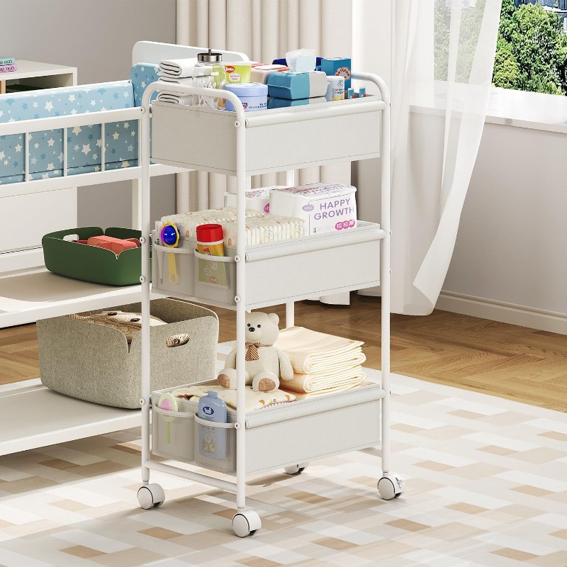 Baby Nursery Cart - 3-laags rollende luiertas, multifunctionele baby-organizer voor