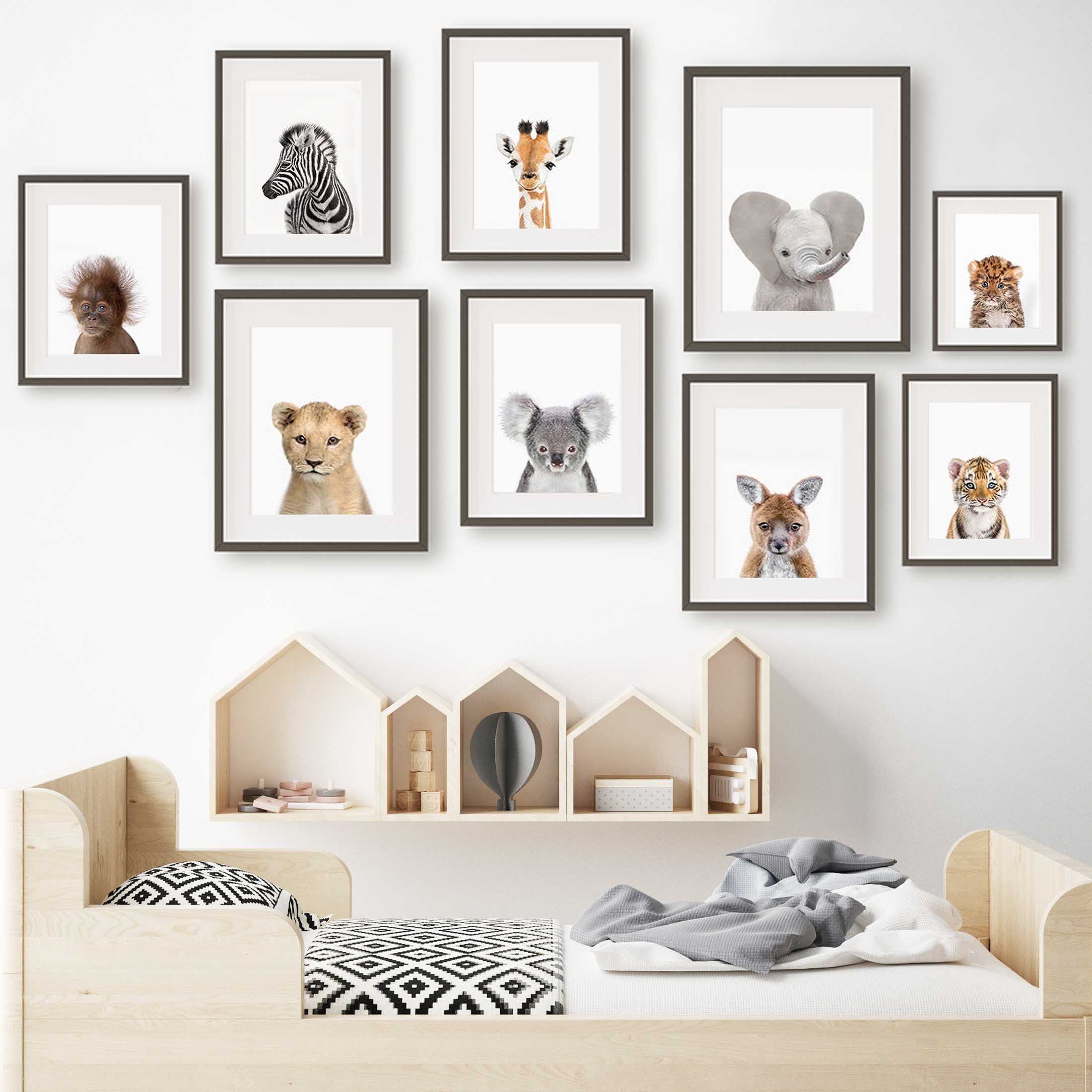 Baby Zoo Nursery - 1 stuk frameloos canvas schilderij baby
