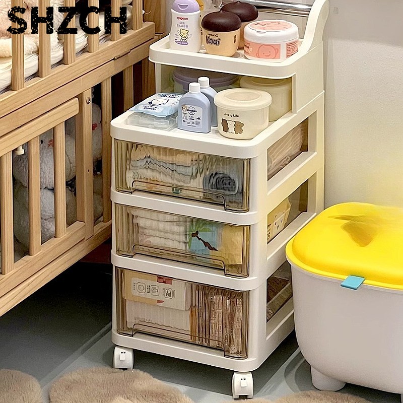 Baby Nursery Cart - 3-laags rollende opbergwagen, mobiele babyvoedingsstation, multifunctionele