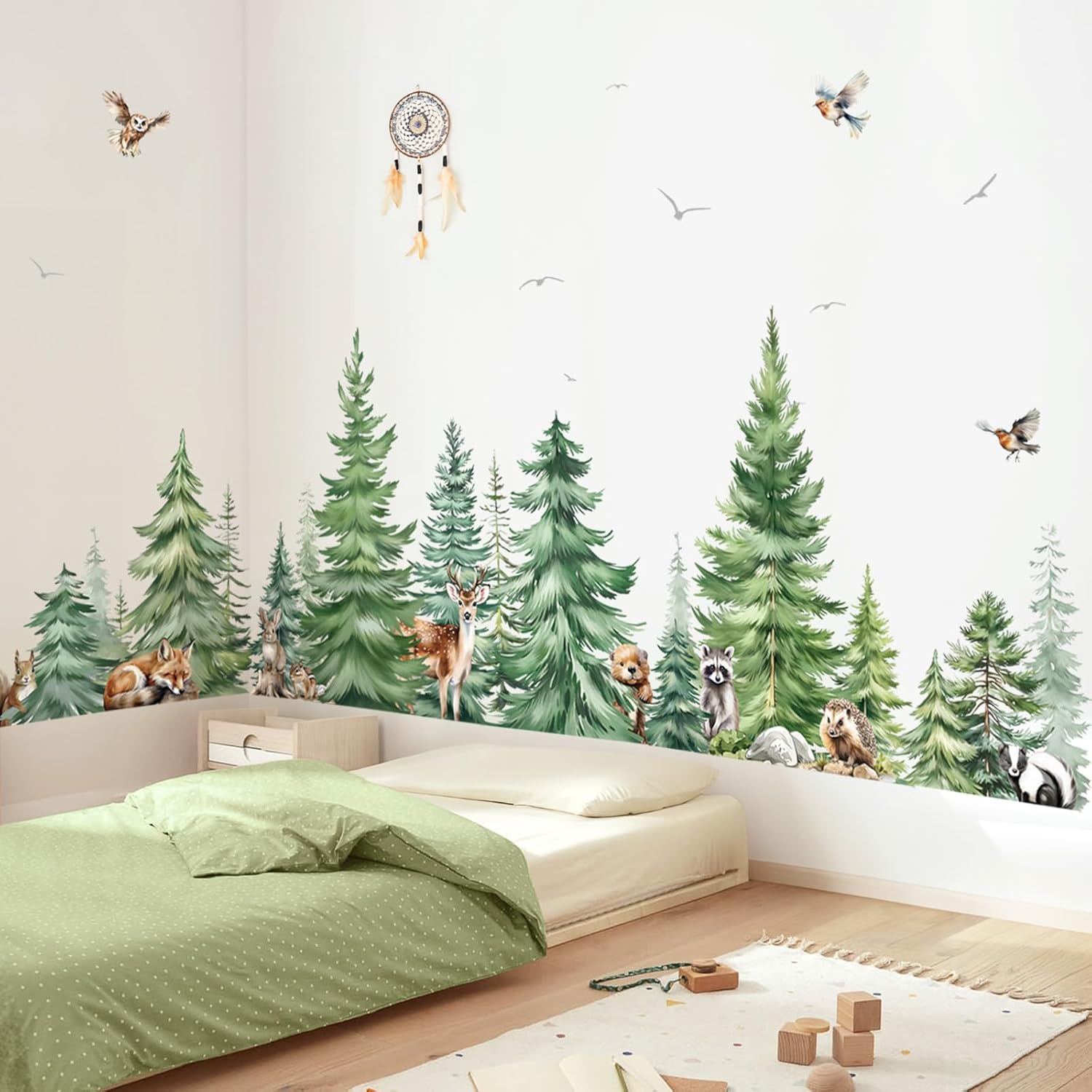 Baby Nursery Package - Grote aquarel pijnboom dieren muurstickers kinderkamer
