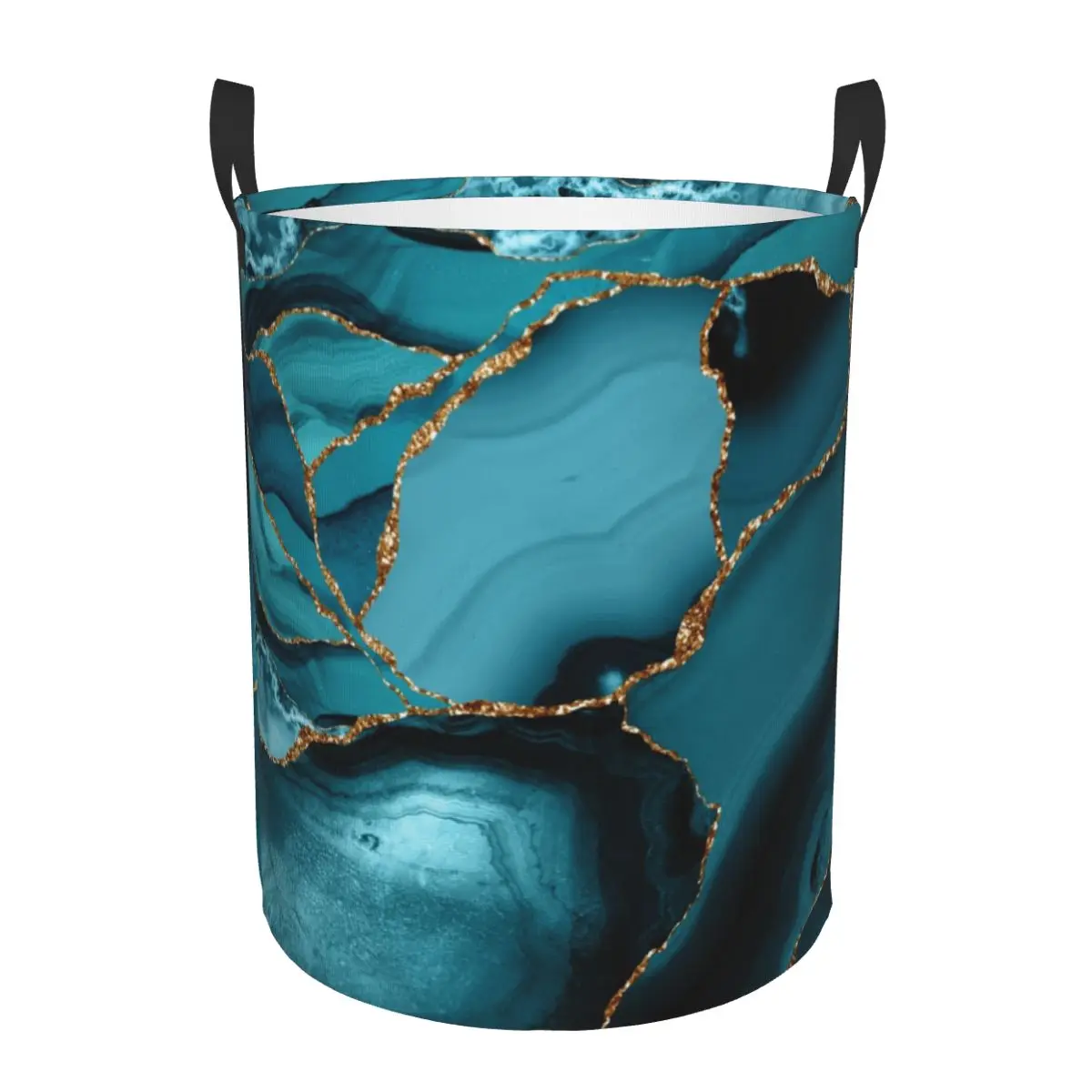 Baby Nursery Hamper - Aangepaste blauwgroen en goud marmer landschap