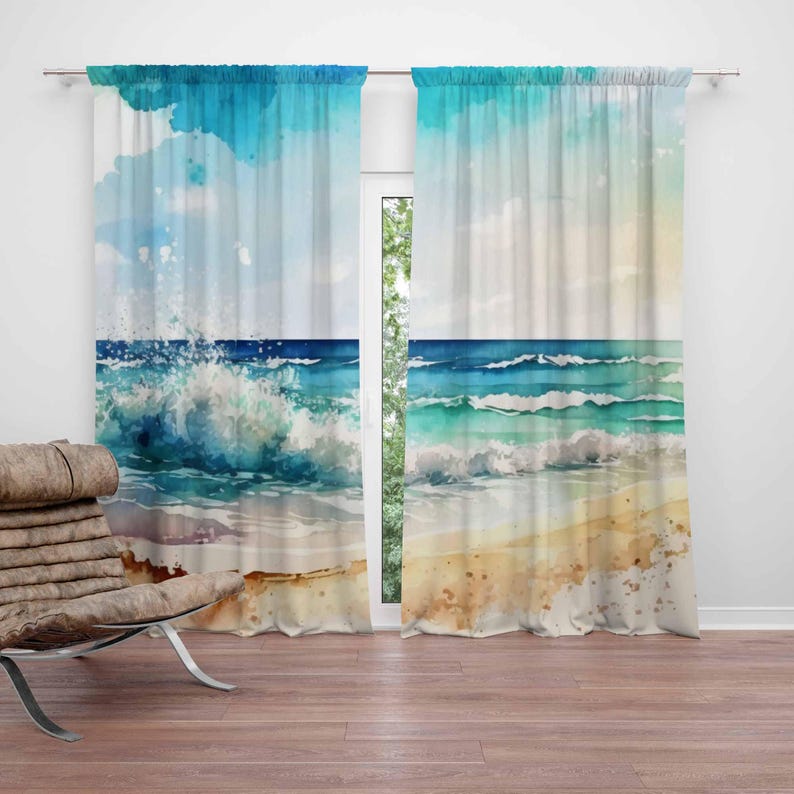 Baby Nursery Youtube - Sea Wave Gordijnen Oceaan Natuur Slaapkamer