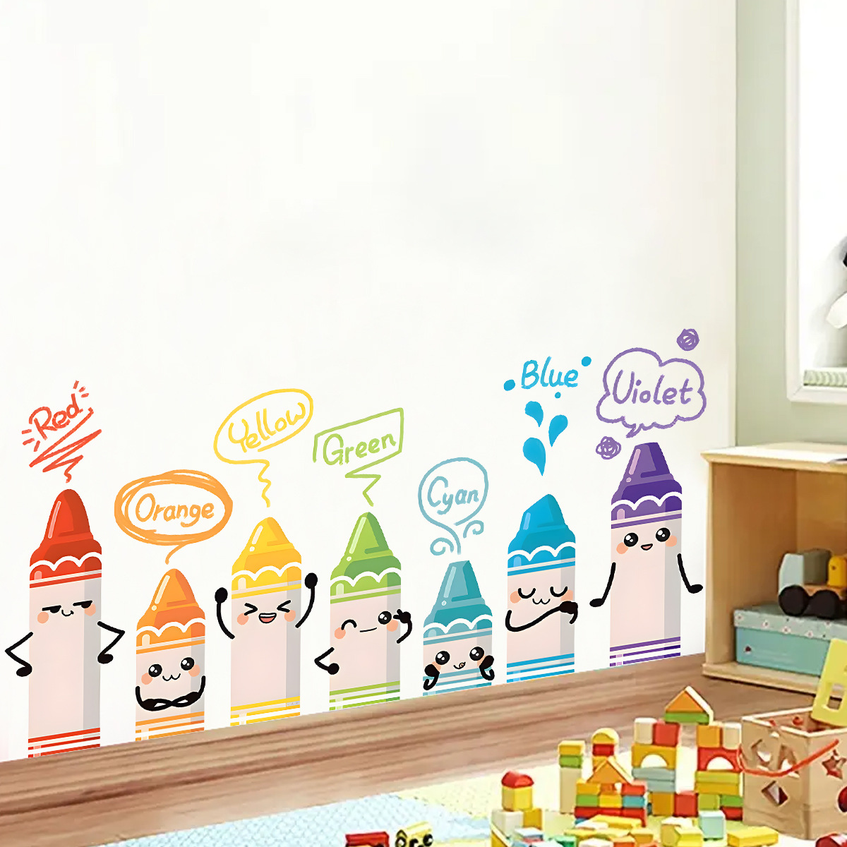 Baby Nursery Package - Cartoon Leuke Kleurrijke Krijt Patroon Muurstickers