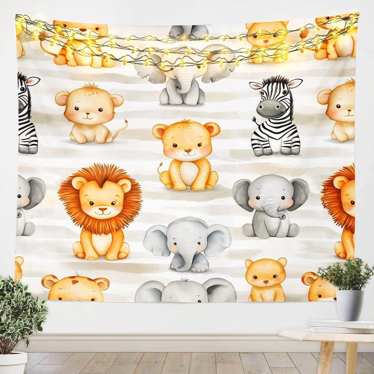 Baby Zoo Nursery - Schattige Safari Jungle Dieren Tapijt Muur