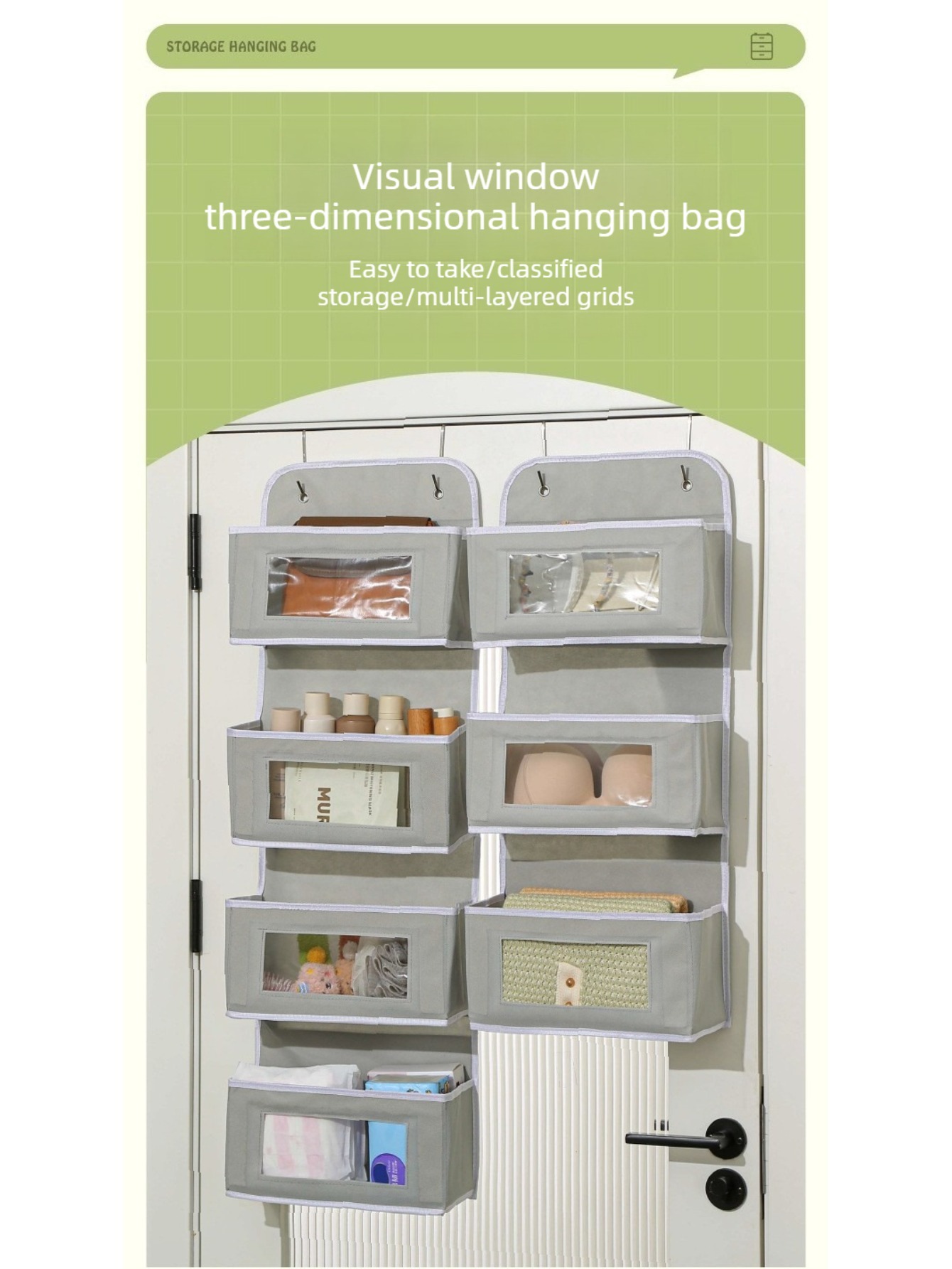 Baby Nursery Hooks - Meerlaagse zichtbare hangende opbergzak voor babykamer