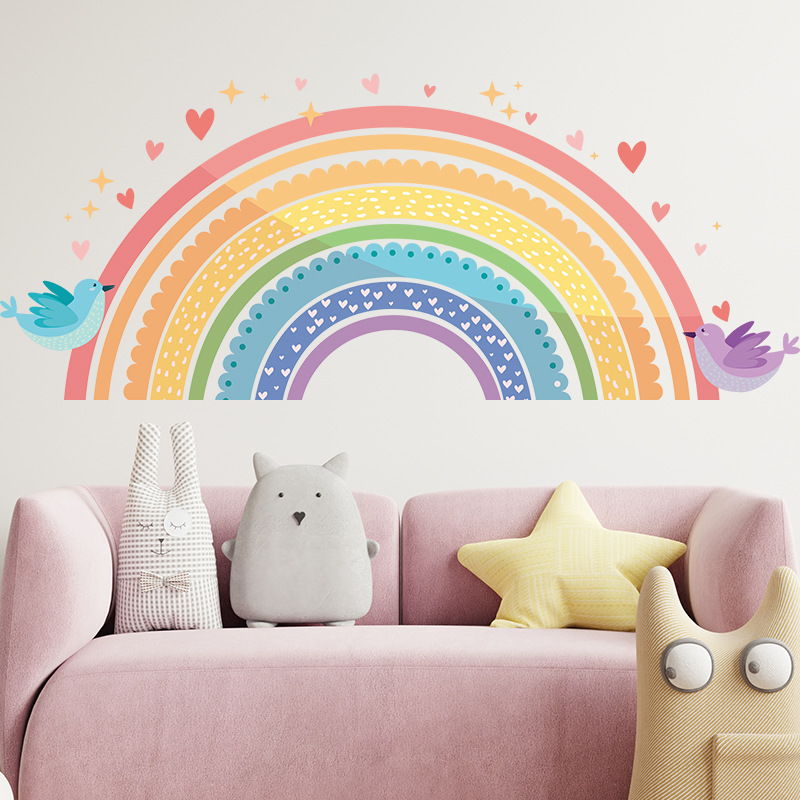 Baby Nursery Package - Kleurrijke regenboogvogel liefde muurstickers voor kinderkamer