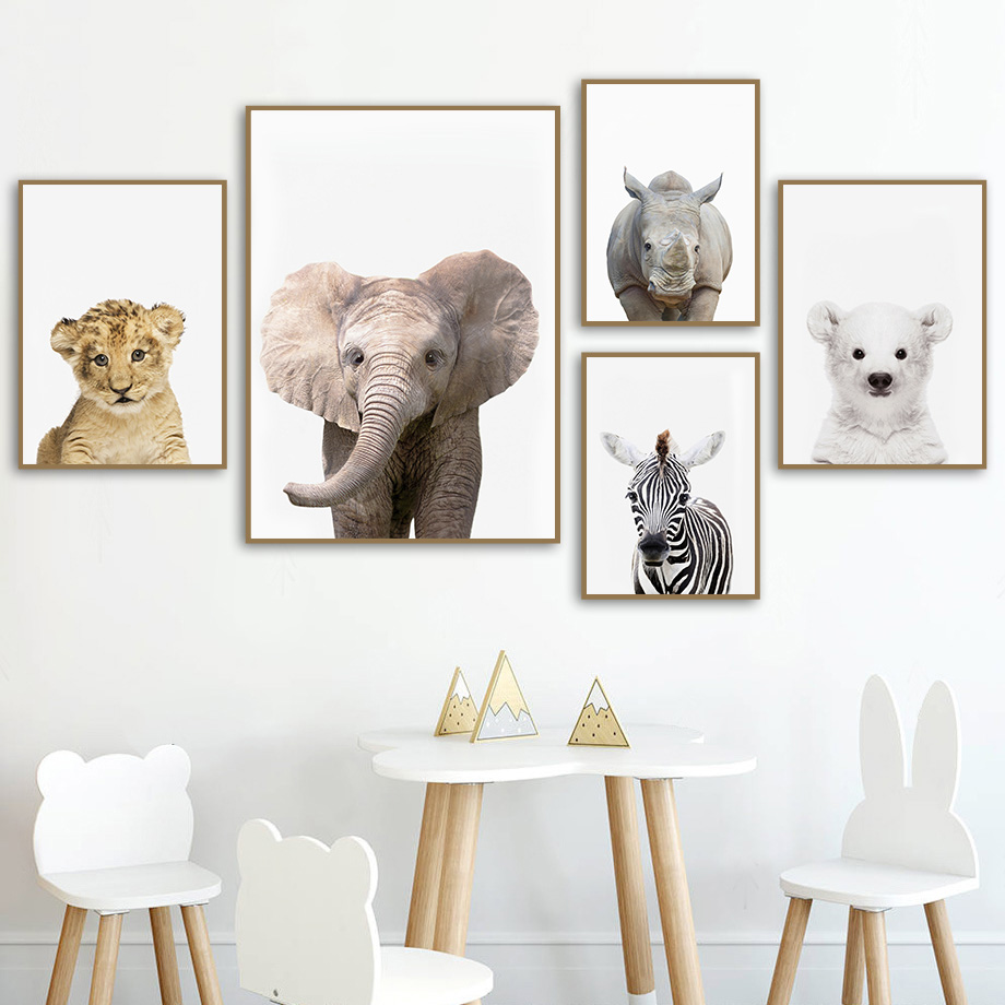 Baby Zoo Nursery - 1 stuk frameloos canvas schilderij baby