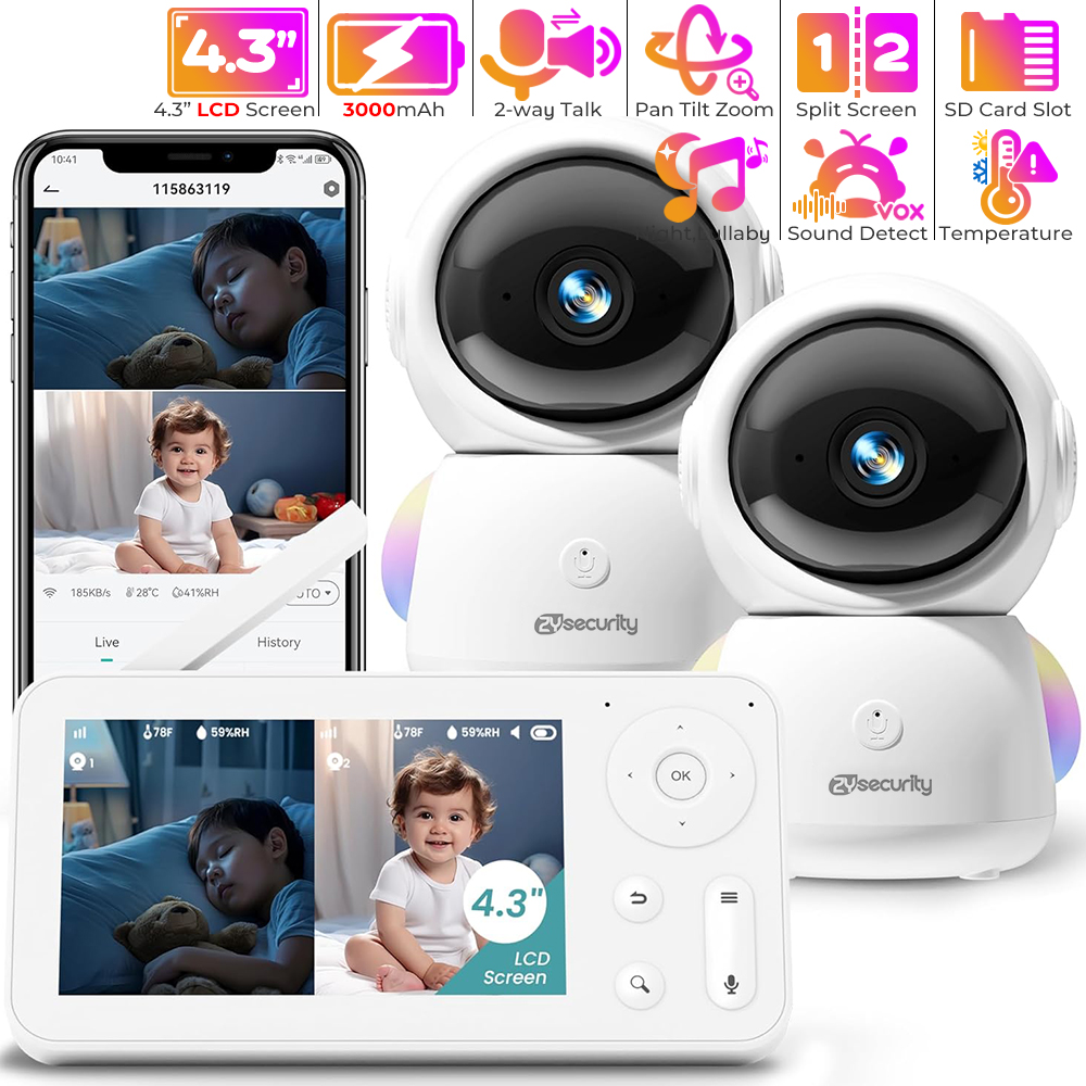 Baby Nursery Night Light - 2K babyfoon met 2 camera's en
