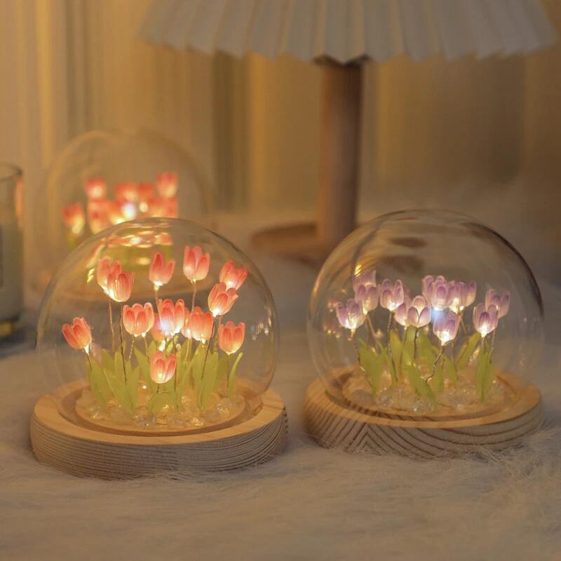 Baby Nursery Night Light - Kunstmatige Tulp Bloem Nachtlampje Ornamenten Handgemaakte