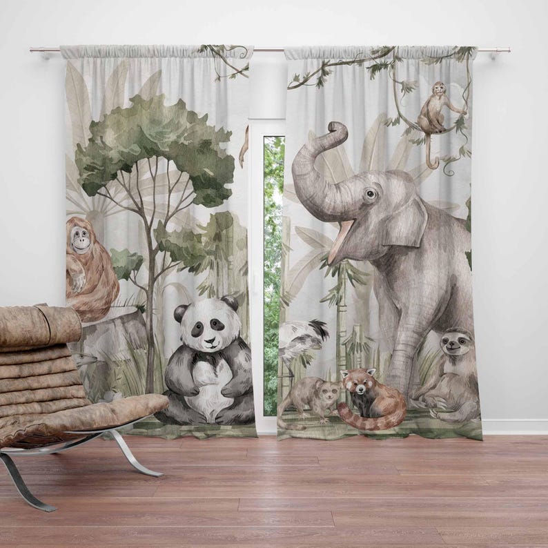 Baby Nursery Youtube - Safari Dieren Gordijnen Kinderslaapkamer Gordijnen Speelkamer