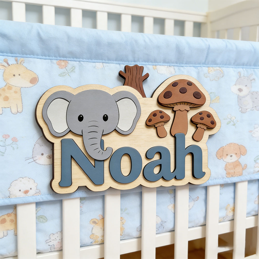 Aanpasbare cartoon olifant & p - Baby Nursery Forest Theme recensie en prijs