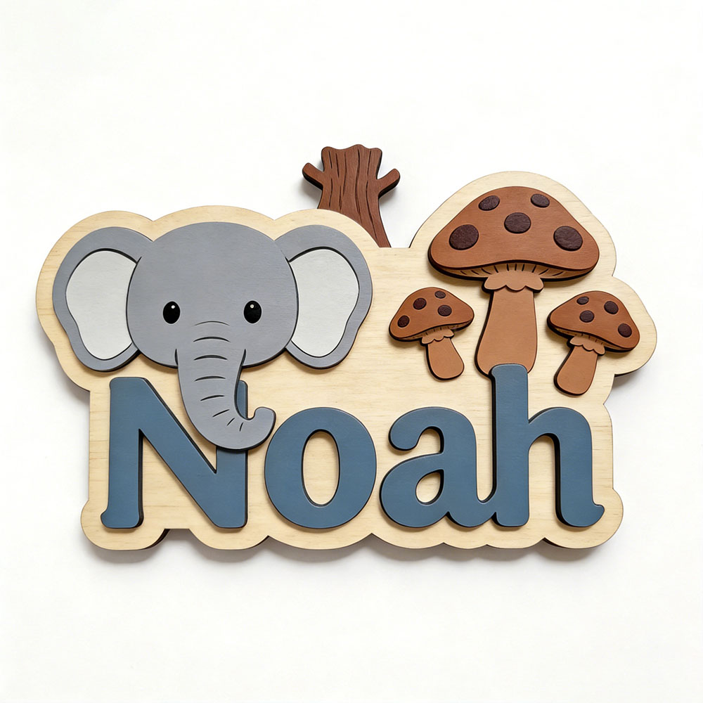 Aanpasbare cartoon olifant & p - Baby Nursery Forest Theme recensie en prijs