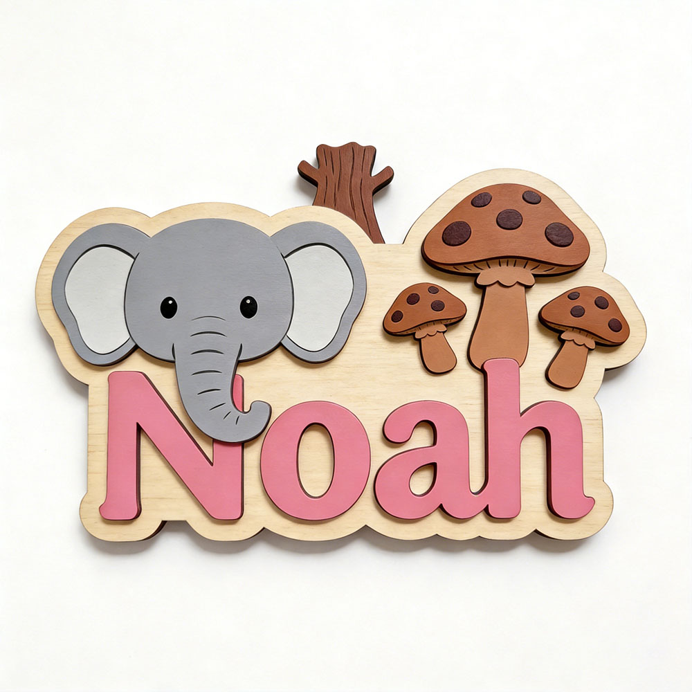 Aanpasbare cartoon olifant & p - Baby Nursery Forest Theme recensie en prijs