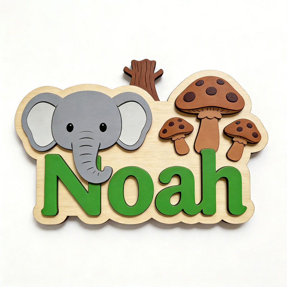 Aanpasbare cartoon olifant & p - Baby Nursery Forest Theme recensie en prijs