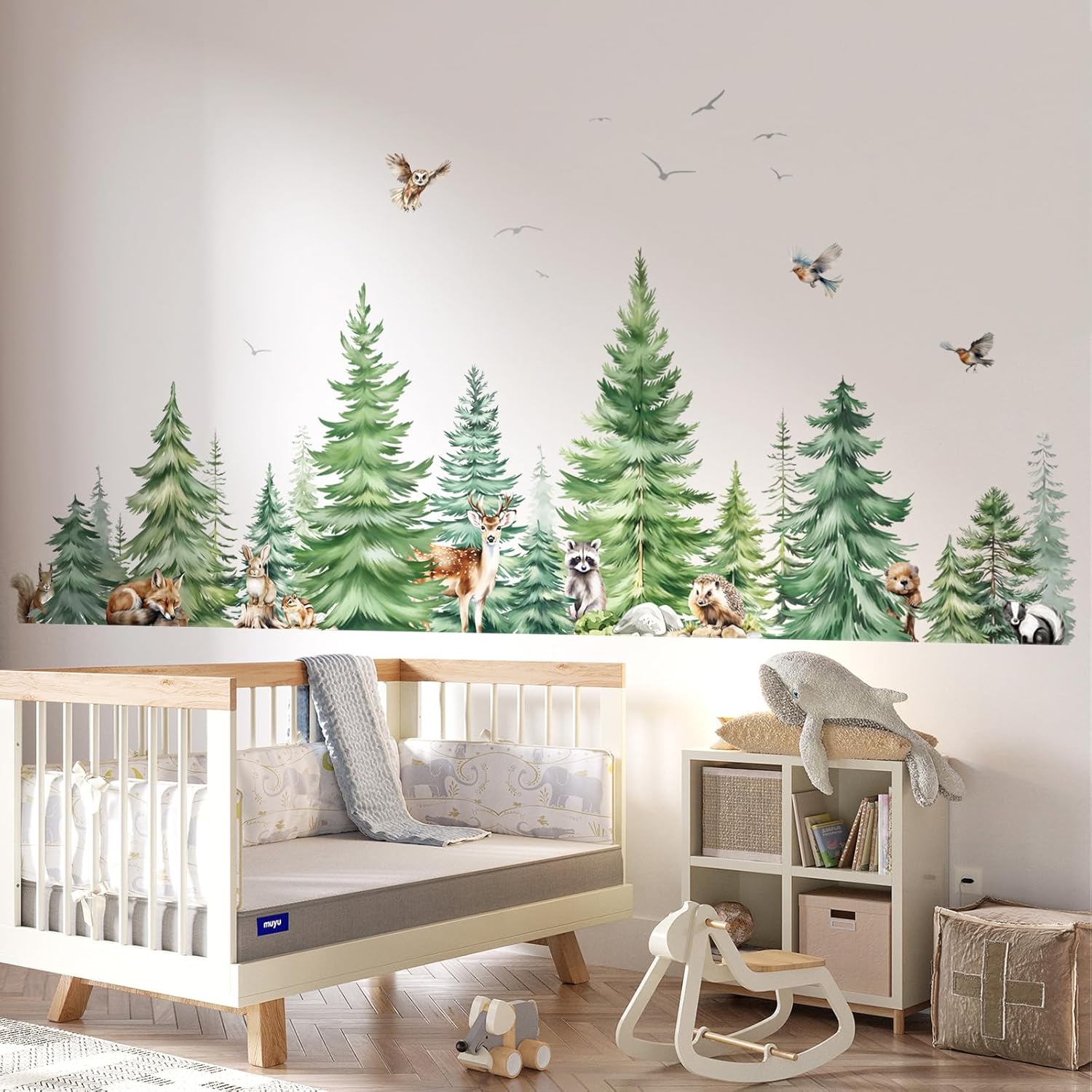 Grote aquarel pijnboom dieren  - Baby Nursery Package recensie en prijs