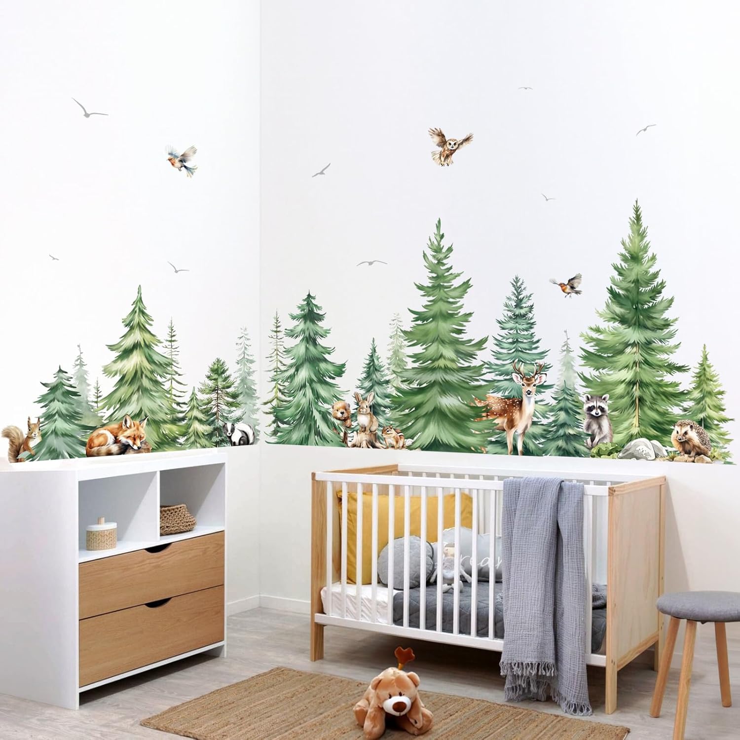 Grote aquarel pijnboom dieren  - Baby Nursery Package recensie en prijs