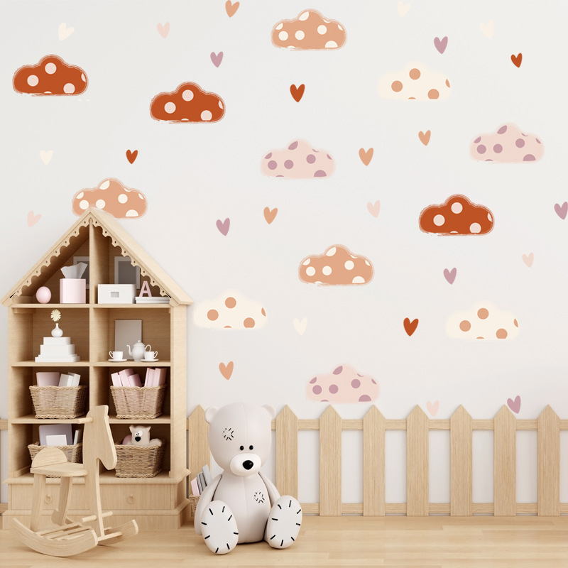 Boho stijl wolken hartvorm muu - Baby Nursery Murals recensie en prijs