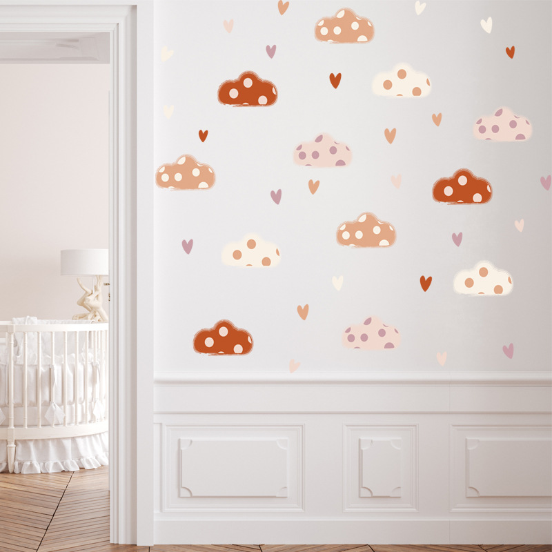 Boho stijl wolken hartvorm muu - Baby Nursery Murals recensie en prijs