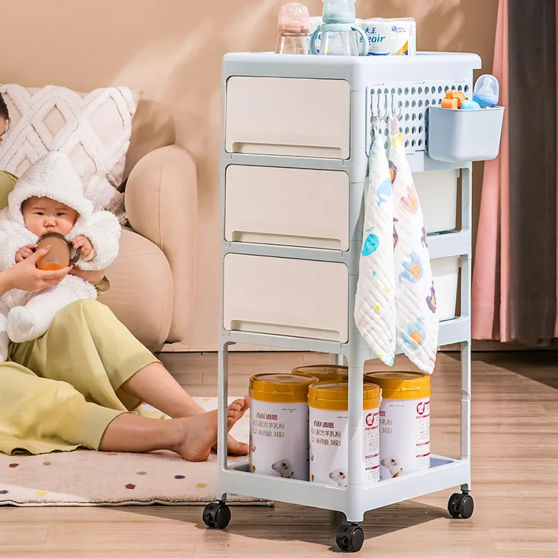 Crèmekleurige mobiele opbergwa - Baby Nursery Cart recensie en prijs