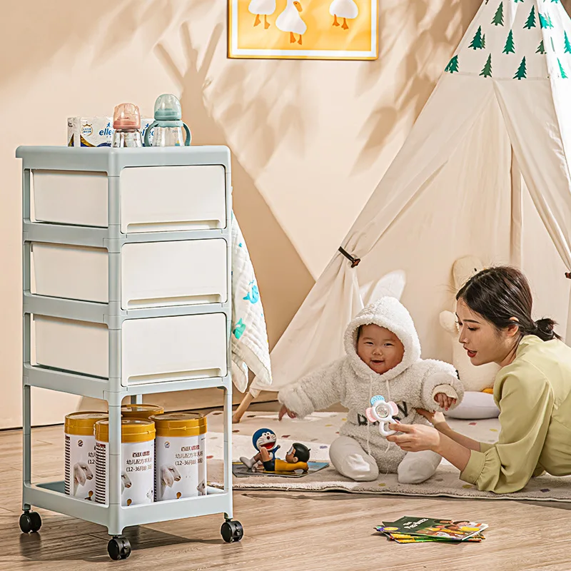 Crèmekleurige mobiele opbergwa - Baby Nursery Cart recensie en prijs
