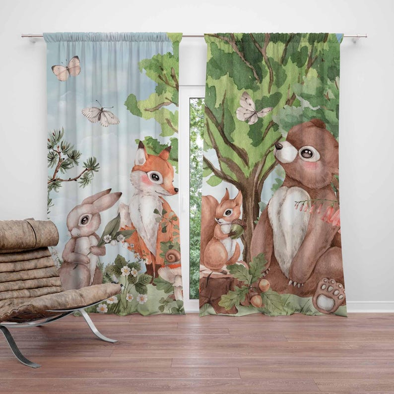 Bos Dieren Gordijnen Kinderen  - Baby Nursery Youtube recensie en prijs
