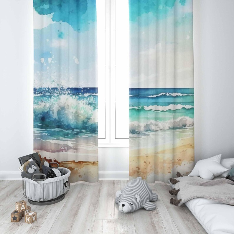 Sea Wave Gordijnen Oceaan Natu - Baby Nursery Youtube recensie en prijs