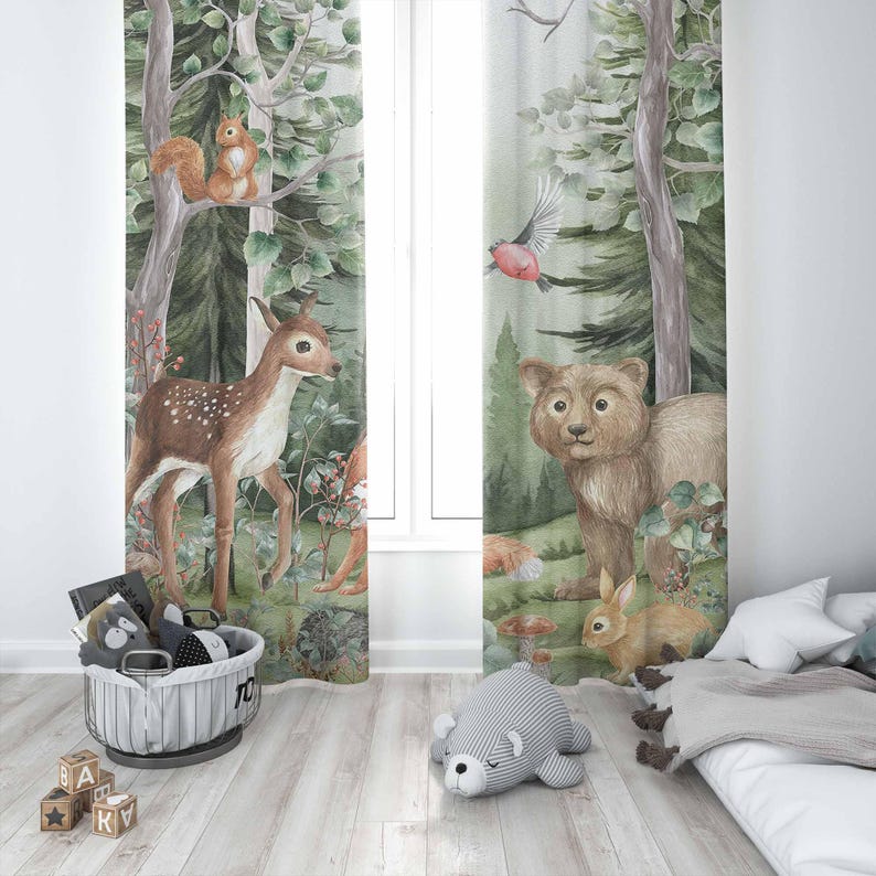 Woodland Dieren Gordijnen Kind - Baby Nursery Youtube recensie en prijs