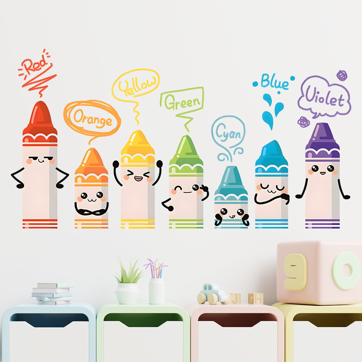 Cartoon Leuke Kleurrijke Krijt - Baby Nursery Package recensie en prijs