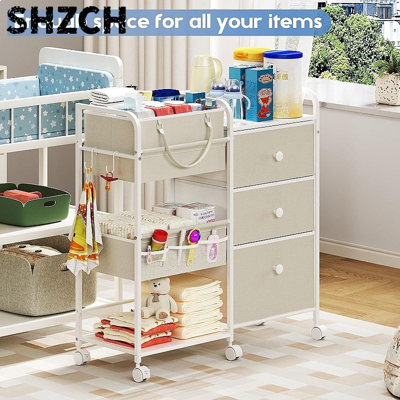 Ruime luiersorganizer op wiele - Baby Nursery Cart recensie en prijs