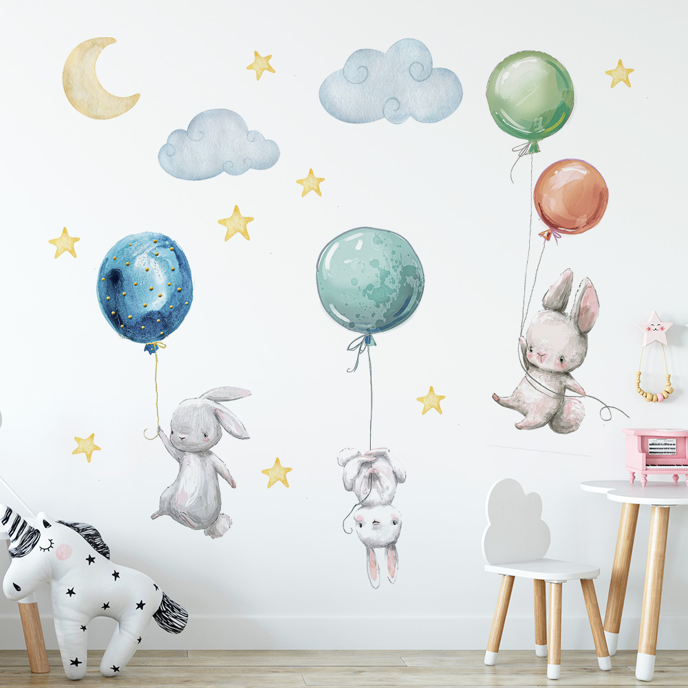 Leuke mooie vliegende konijnen - Baby Nursery Murals recensie en prijs