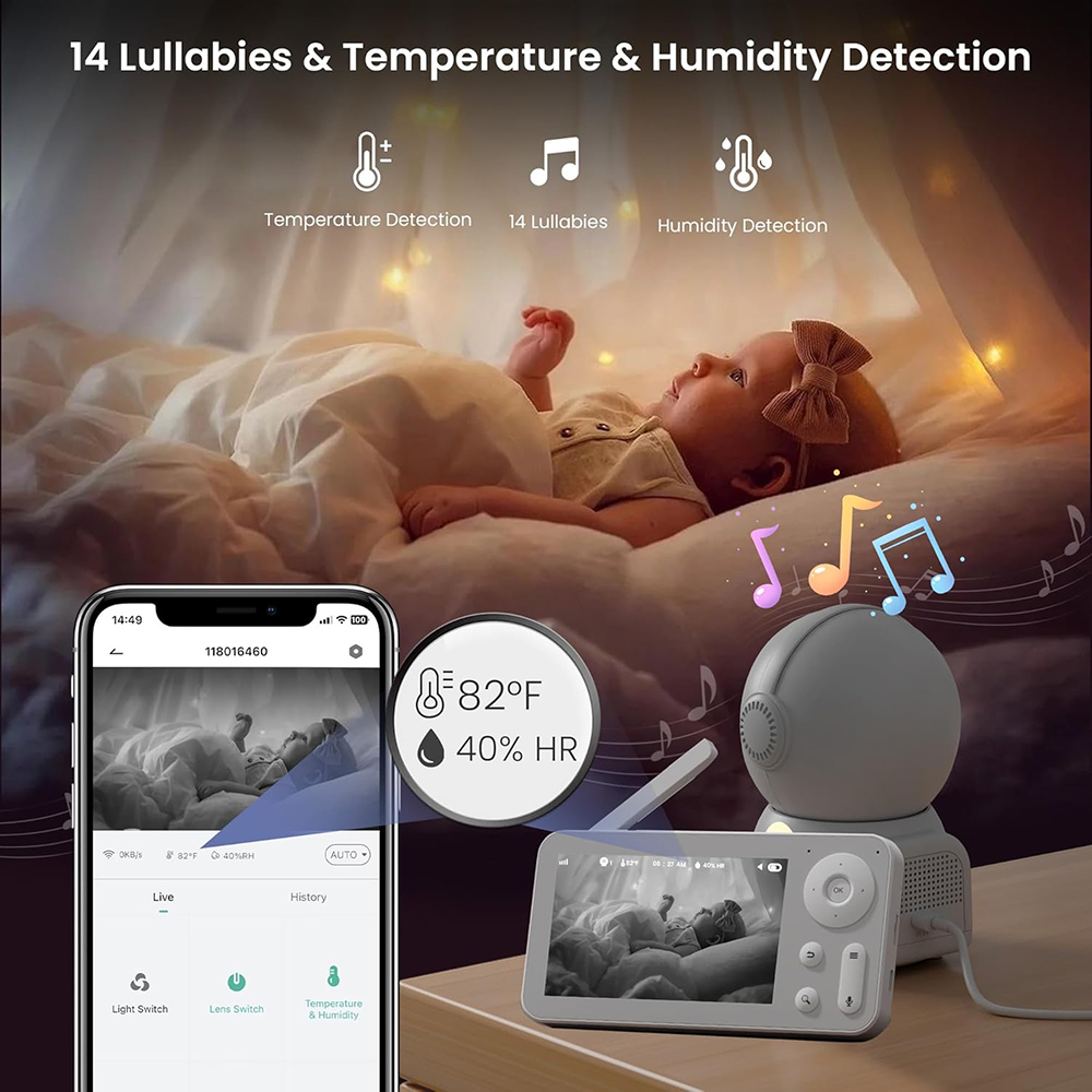 2K babyfoon met 2 camera's en  - Baby Nursery Night Light recensie en prijs