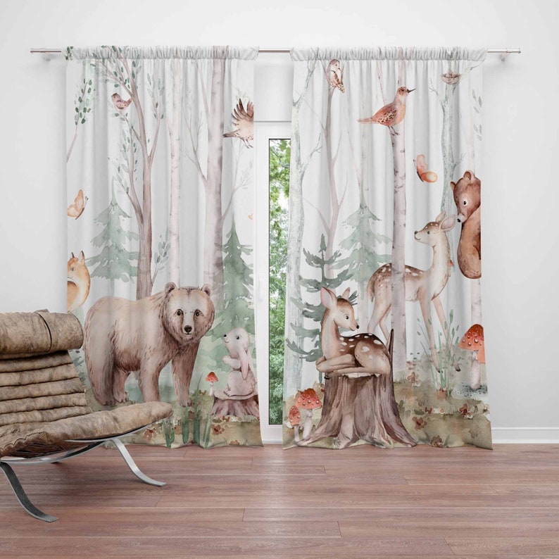 Bos Dieren Gordijnen Kinderkam - Baby Nursery Youtube recensie en prijs
