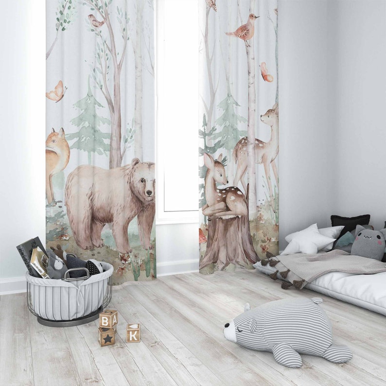 Bos Dieren Gordijnen Kinderkam - Baby Nursery Youtube recensie en prijs